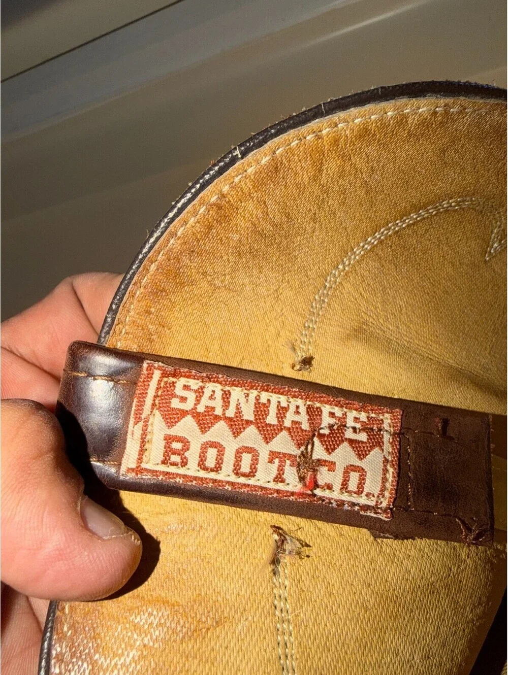 Vintage Santa Fe Boot Co Leather Cowboy Boots Mens 12 D Brown USA Union Made
